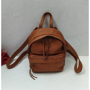 Madewell Brown Leather Zipper Pockets Top handle Backpack
